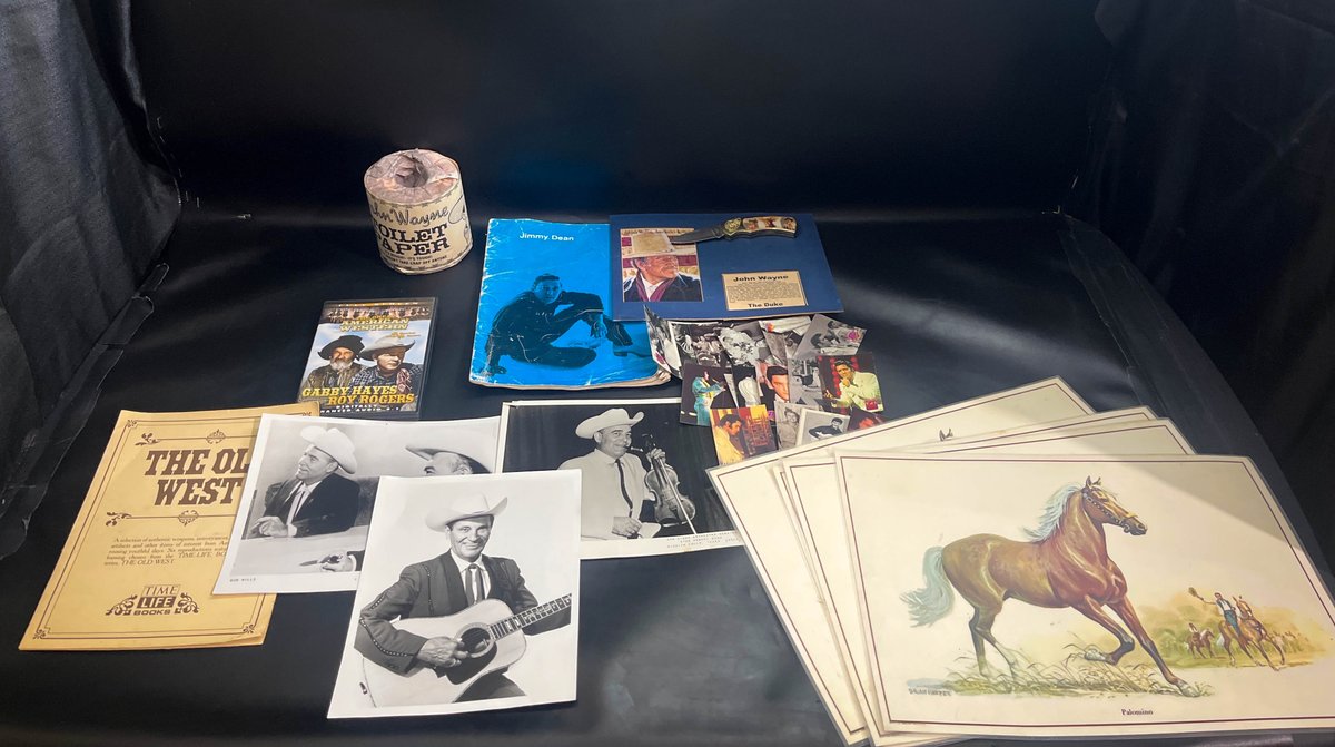 Collection of Memorabilia Featuring Elvis, John Wayne, and Others