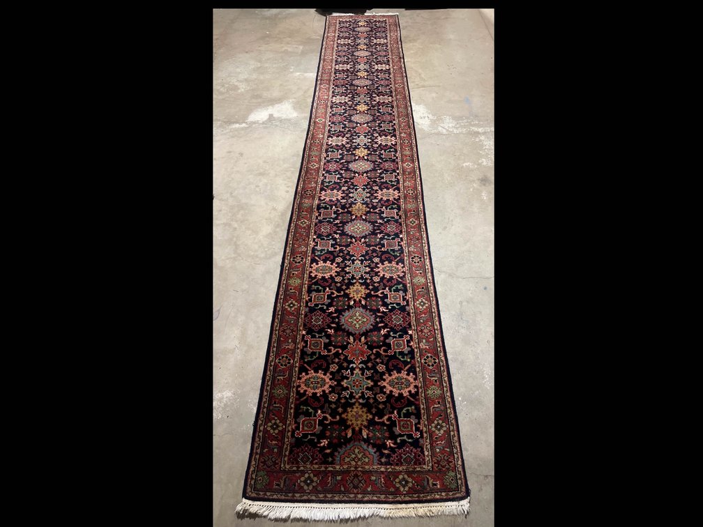 Handwoven Wool Runner Rug, 190 x 31 in