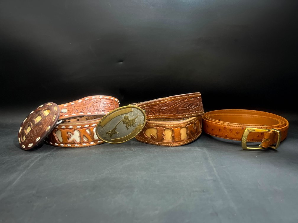 Set of Three XL Leather Belts With Buckles