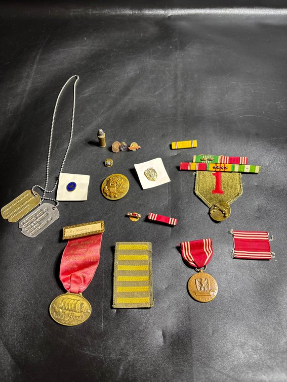 Collection of Military Medals, Badges, and Memorabilia