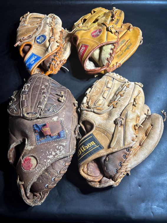 Lot of Four Baseball Gloves by Wilson and Other Makers