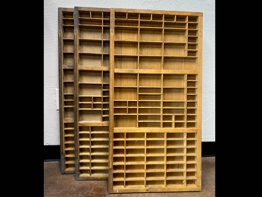 Set of Three Wooden Printer’s Type Trays