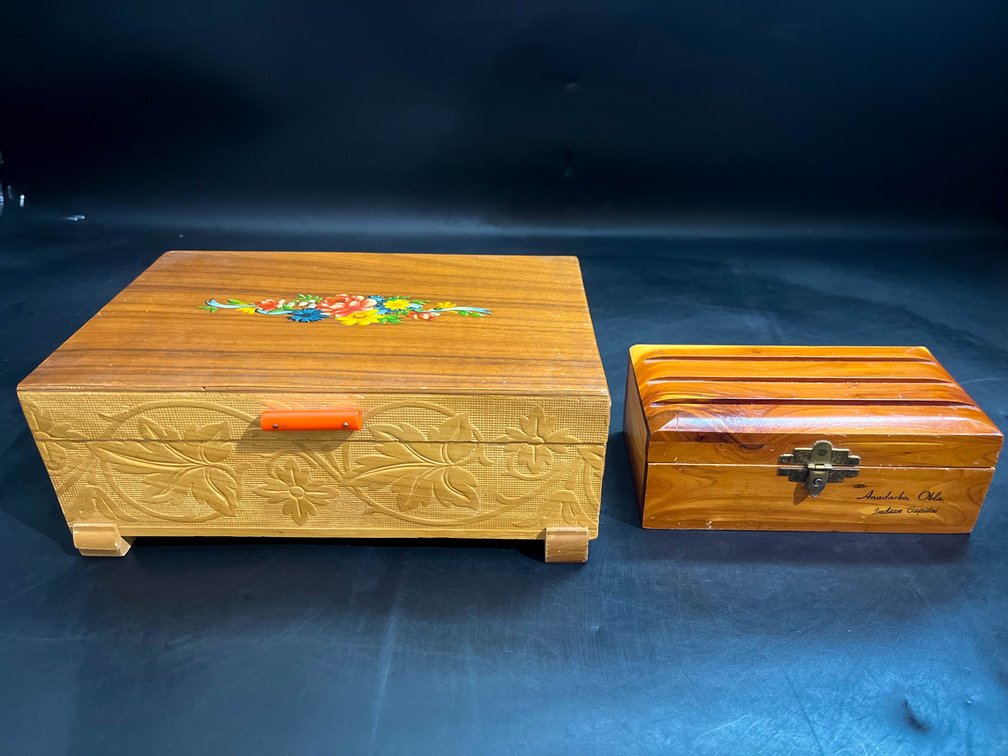 Wooden jewelry boxes 10.5”x7”x4” and 7”x4”x2.5”