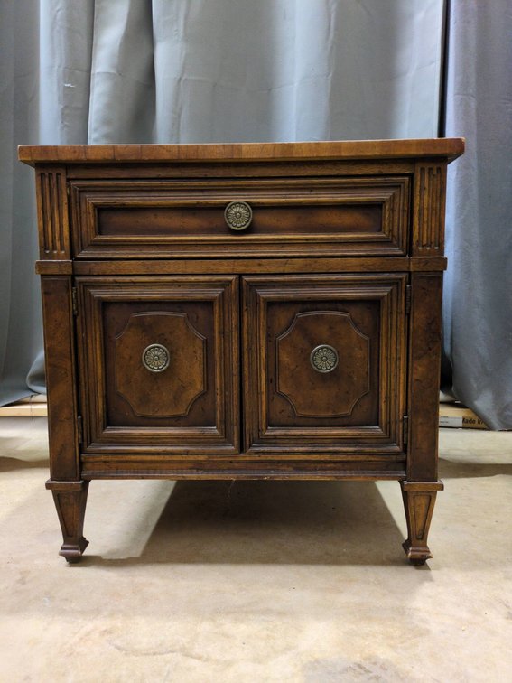 Wooden Side Table with Single Drawer and Double Doors