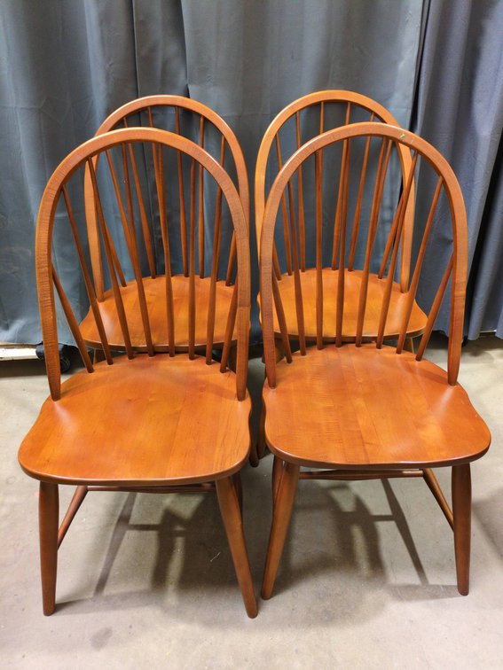 Four Wooden Windsor-Style Dining Chairs