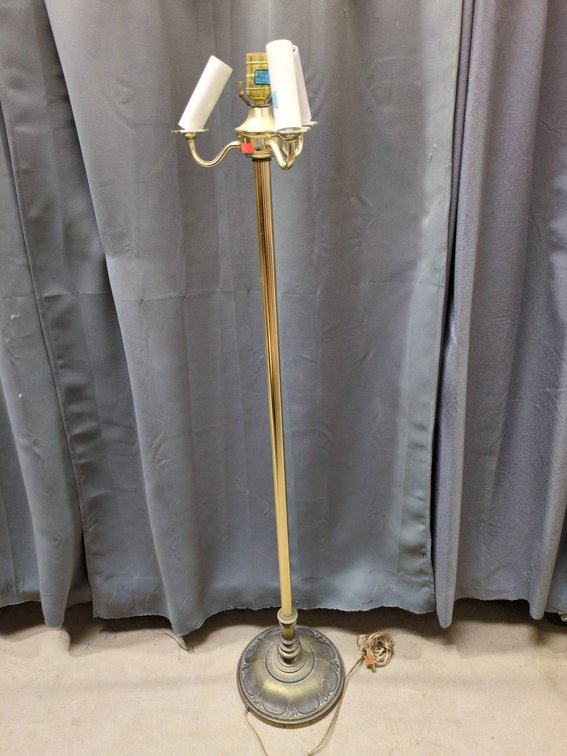 Brass Floor Lamp with Decorative Base