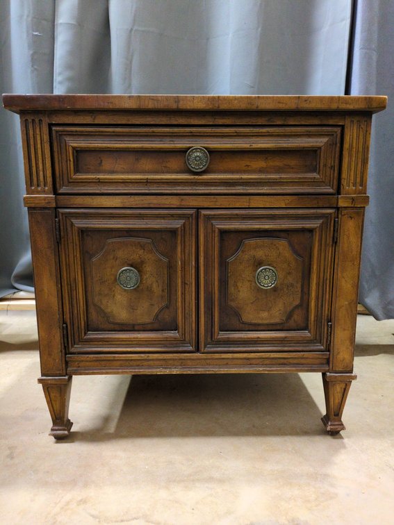 Wooden Side Table with Single Drawer and Double Doors