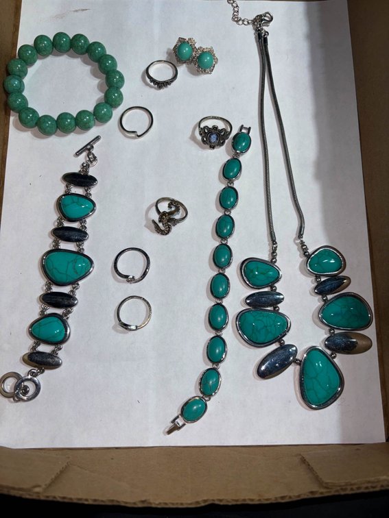 Turquoise-colored and Green Stone Jewelry with Necklaces, Bracelets, Rings, and Earrings