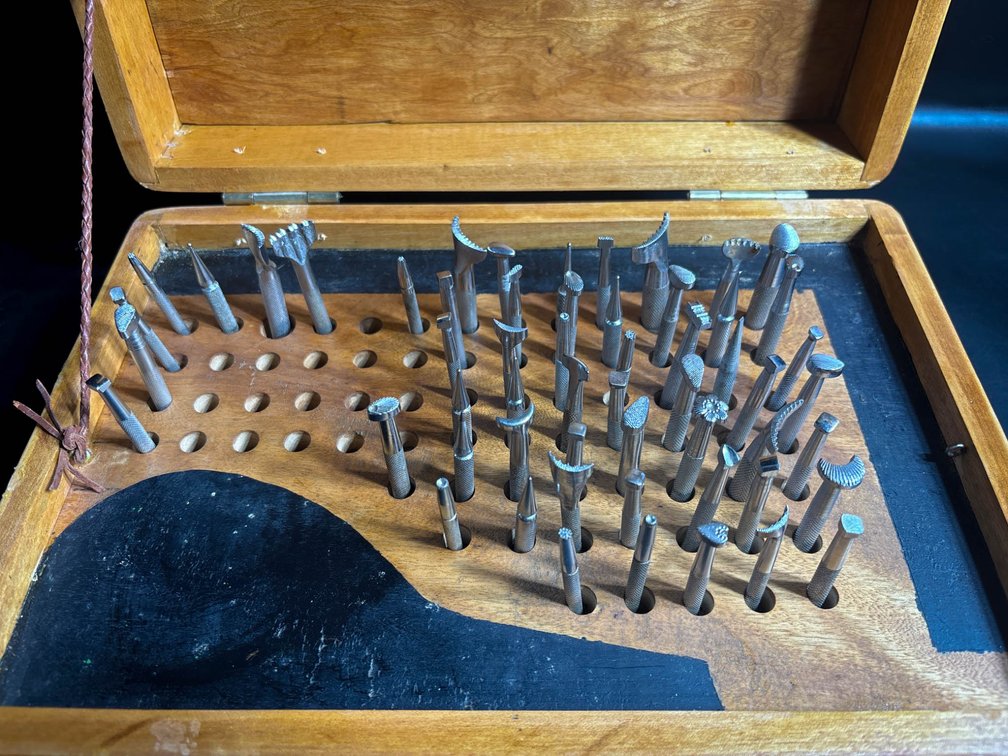 Wooden Box with Assorted leather stamping