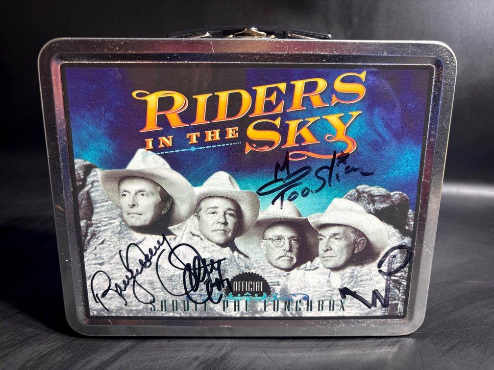 Riders in the Sky Metal Lunchbox with Printed Design and Signatures