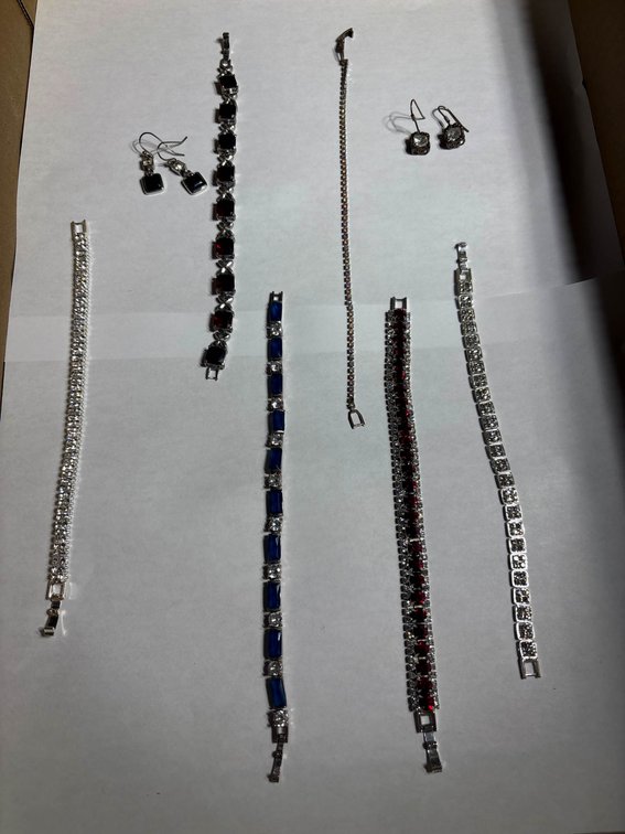 Silver-toned and Gemstone Bracelets with Earrings