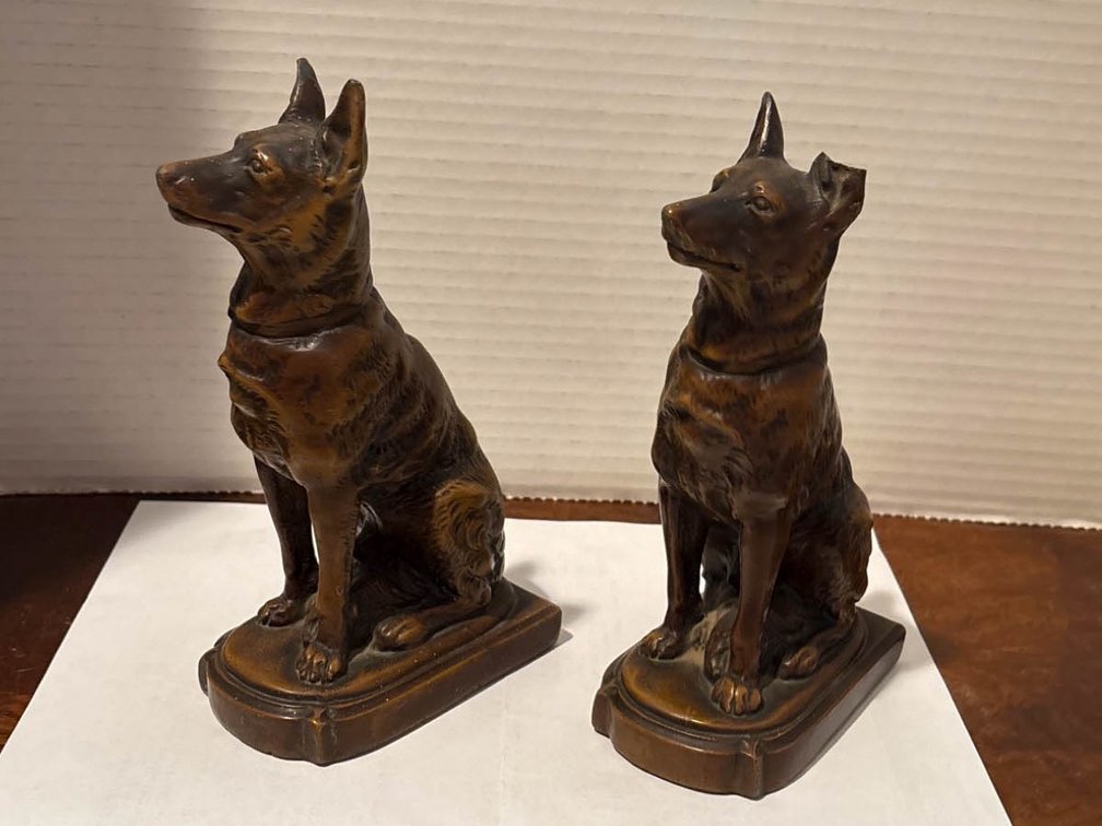German Shepherd Cast Iron Bookends