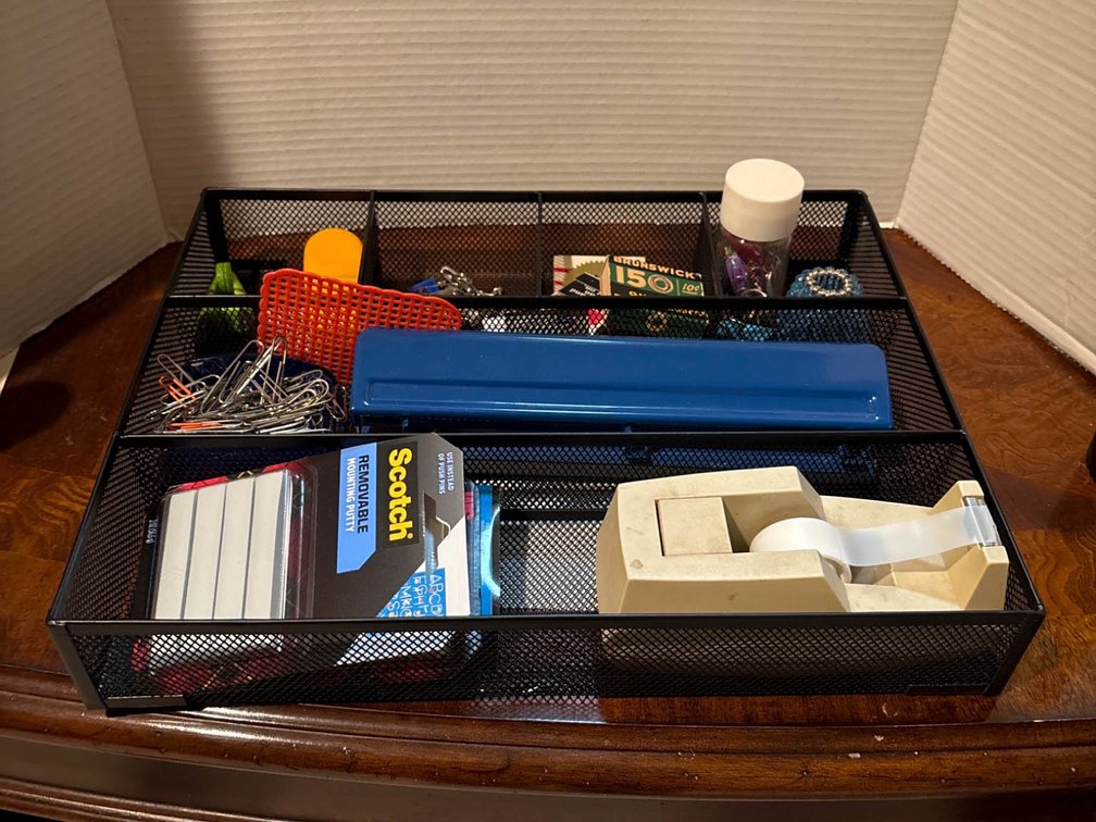 Mesh Desk Organizer with Office Supplies Assortment