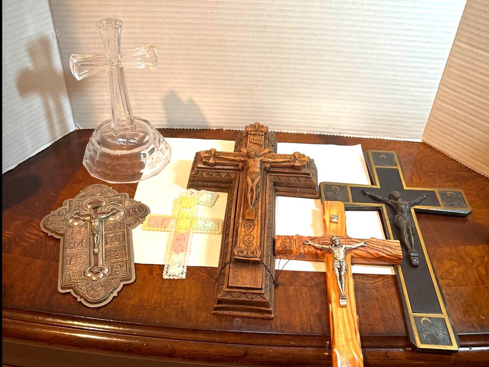 Five Religious Crosses in Various Materials