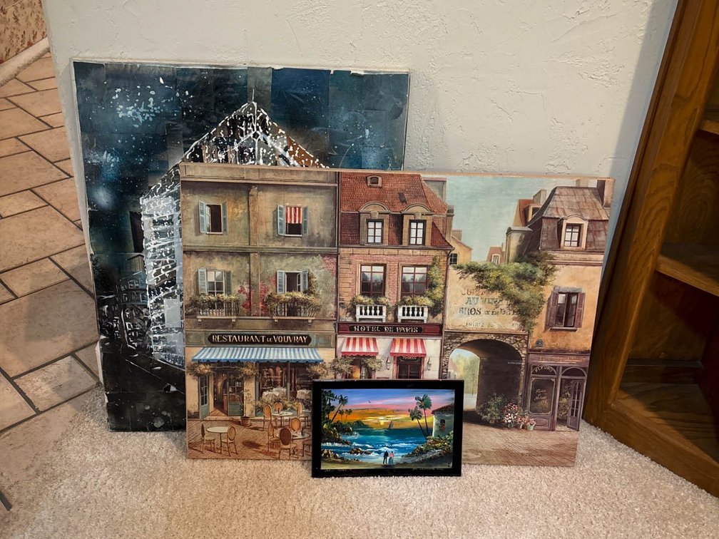 Three Framed and Unframed Paintings of Various Subjects