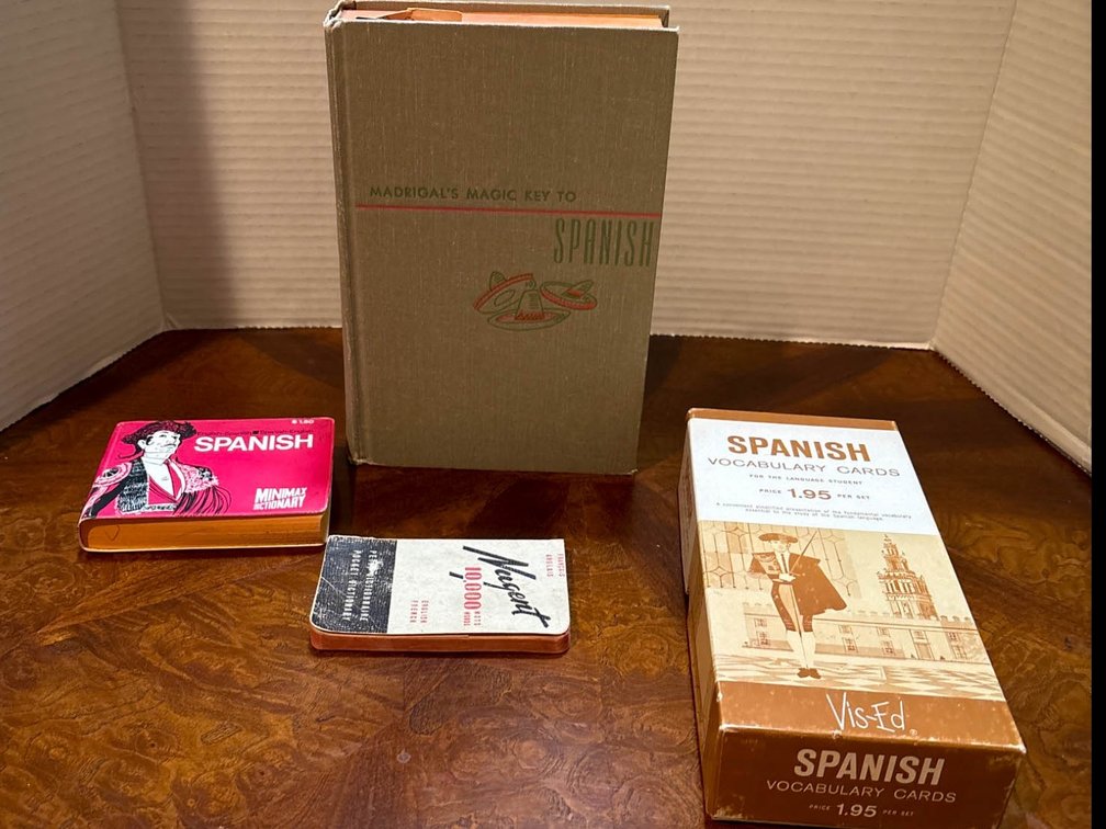 Spanish Language Learning Materials Including Books and Cards
