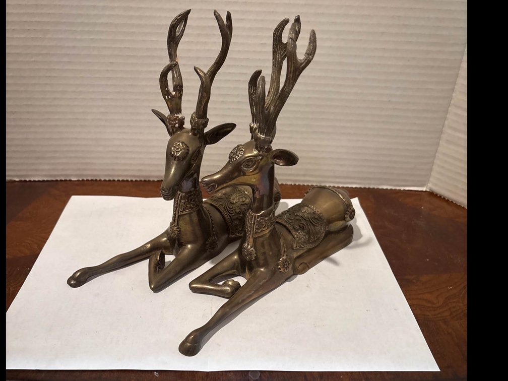 Brass Deer Sculptures with Intricate Detailing