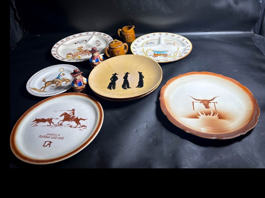 Western-Themed Decorative Plates, Mugs, and Figurines