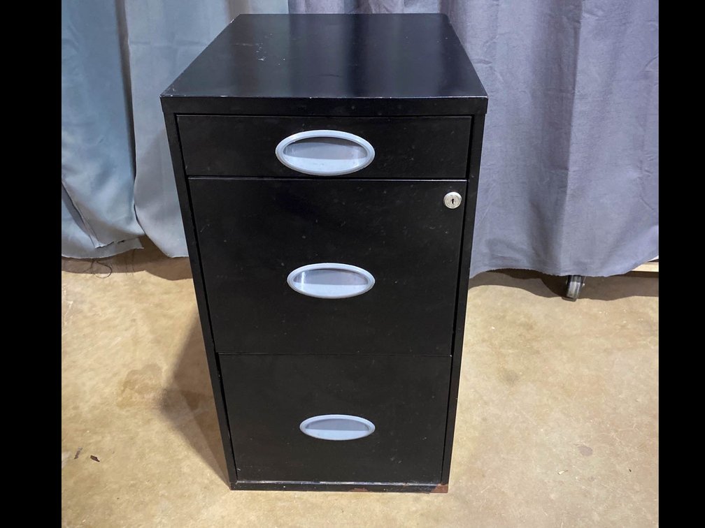 Black 3-Drawer Metal File Cabinet