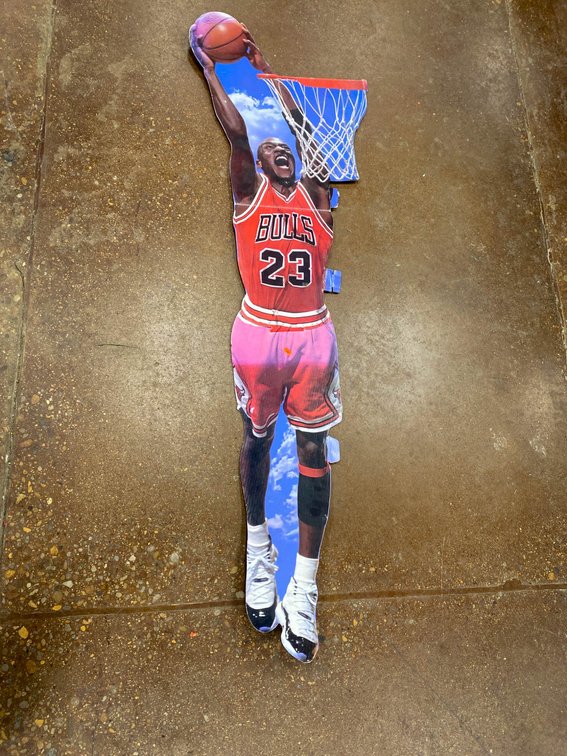 Michael Jordan Cardboard Cutout with Basketball Hoop
