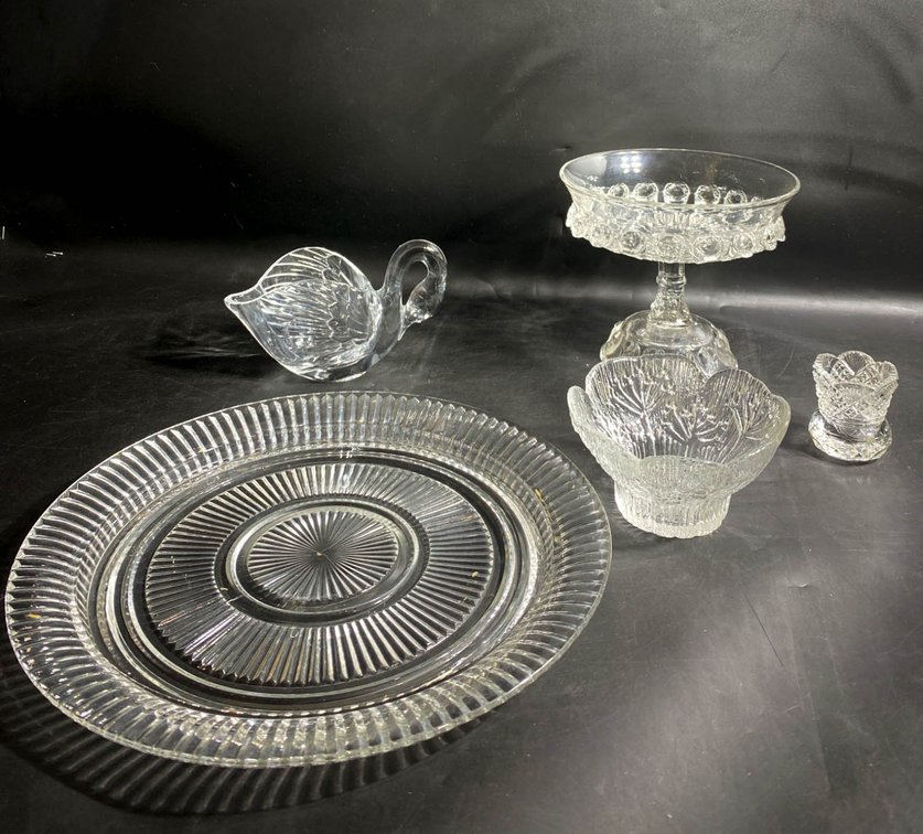 Collection of Clear Pressed Glass Tableware