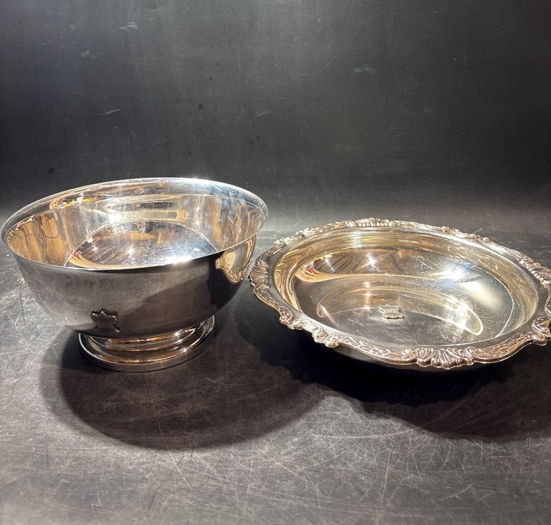 Two Silver plated bowls with Engraved Markings