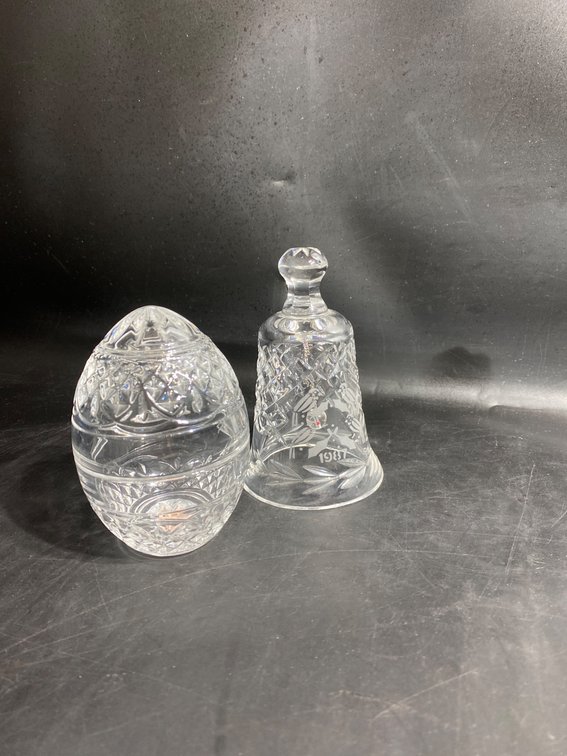 Waterford Crystal Bell and Lidded Egg-Shaped Bowl