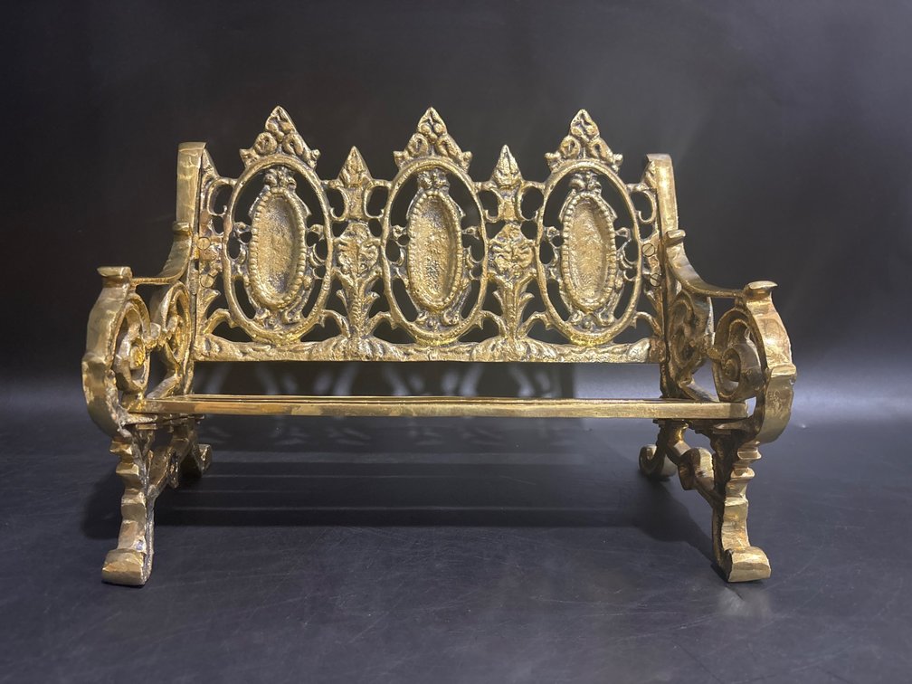 Ornate Cast Brass Bench-Style Decorative Display Stand