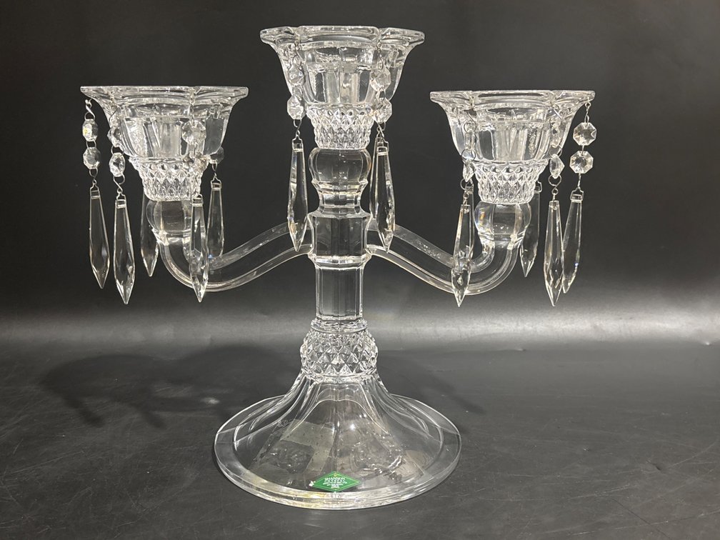 Shannon Crystal 3-Light Lead Crystal Candelabra With Hanging Prisms