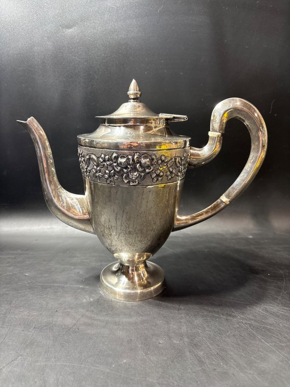 Vintage Sterling Silver Teapot with Floral Band Detail