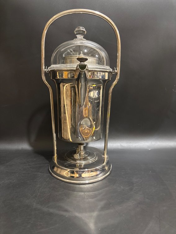 Silver-Plated Samovar Perculator with Glass Lid and Handle