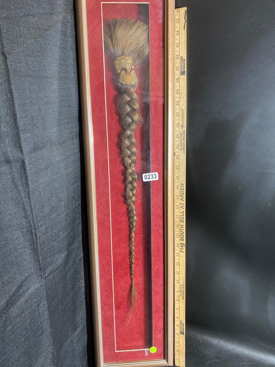 Braided Real Hair From 1918 in Framed Display