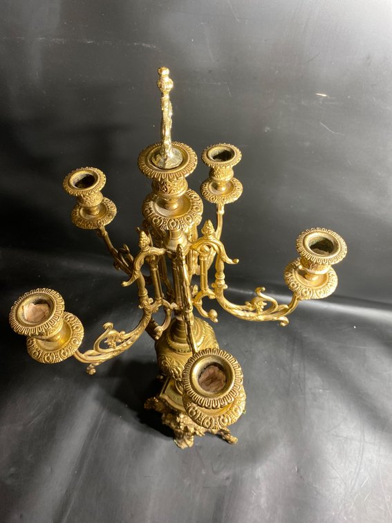 Ornate Gilded 6-Light Candelabra With Rococo Styling