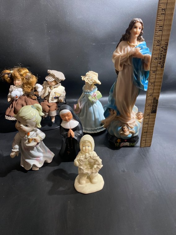 Ceramic and Porcelain Figurines Including Religious and Decorative Pieces