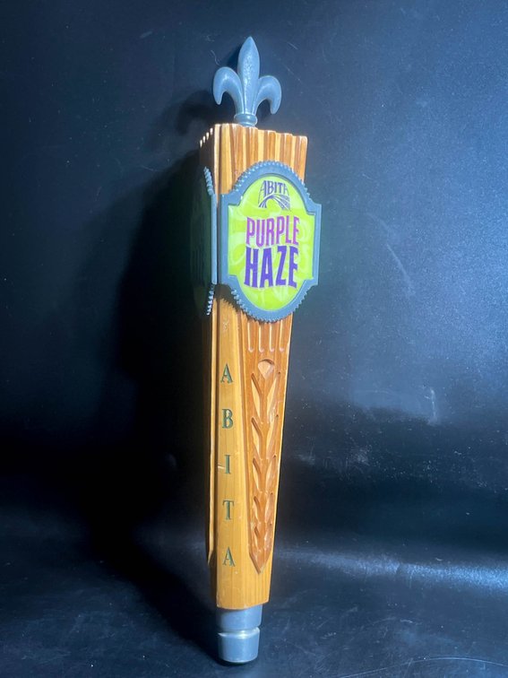 Abita Purple Haze Beer Tap Handle with Fleur-de-Lis Topper