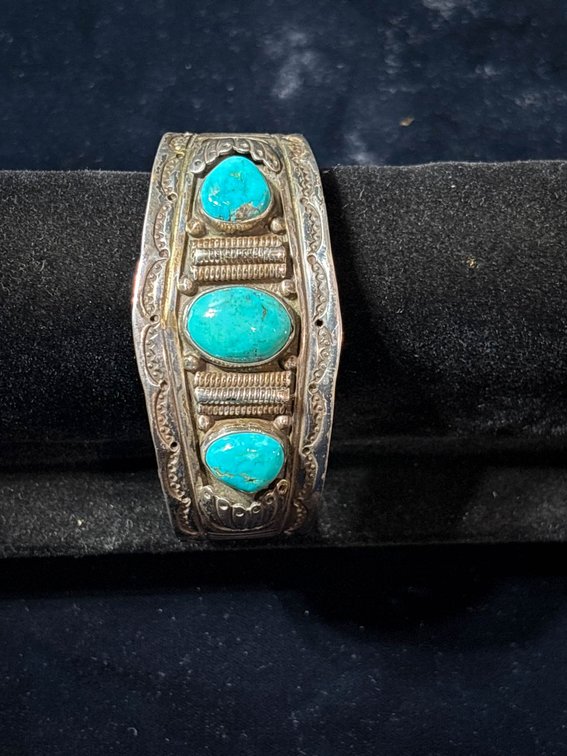 F. Morris Sterling and Turquoise Cuff