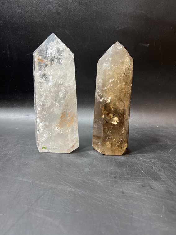 Two Polished Quartz Crystal Points, Made in Brazil
