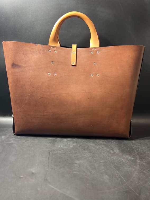 Handcrafted Leather Tote Bag with Tan Handles