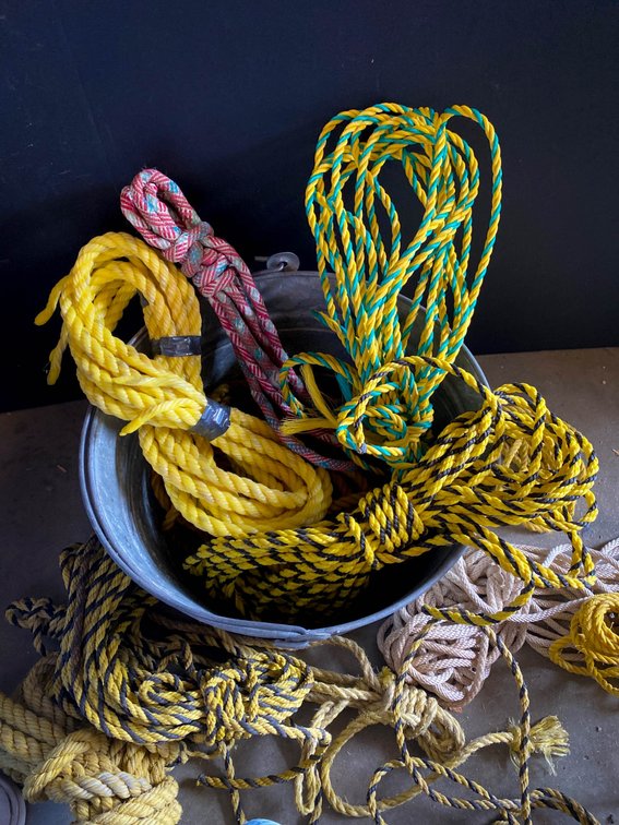 Ropes and Galvanized Metal Bucket 