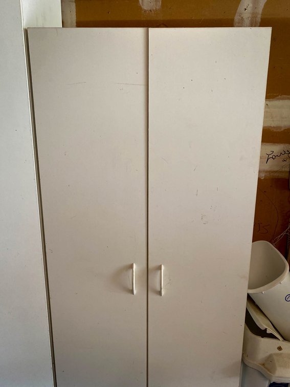 White Two-Door Storage Cabinet with Adjustable Shelves