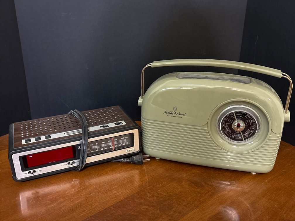 Two Vintage Radios: Zenith Digital Clock Radio and Hearth & Harmony Retro-Style AM/FM Radio