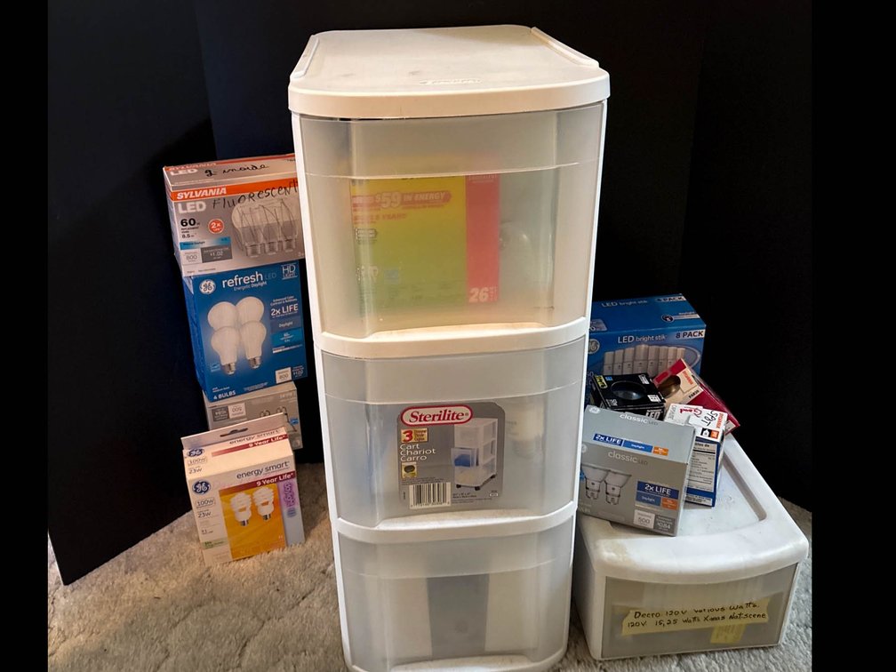 Sterilite Plastic Storage Drawers with Assorted Light Bulbs