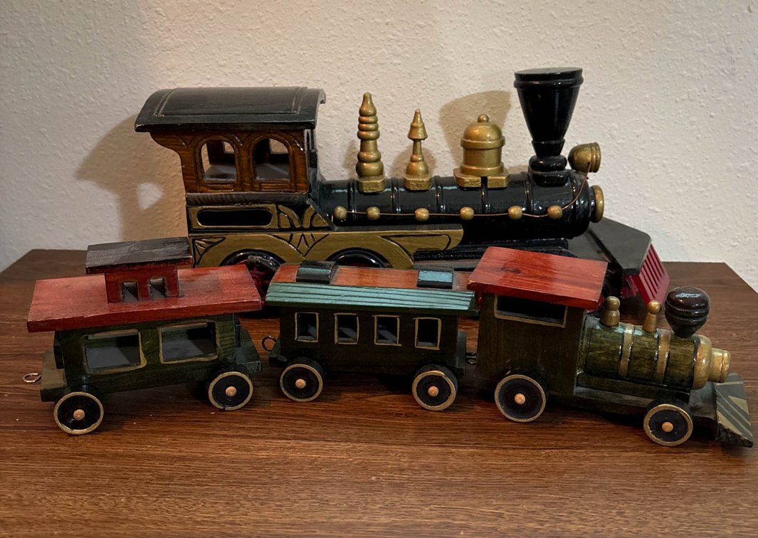 Decorative Wooden Toy Train Set with Three Cars