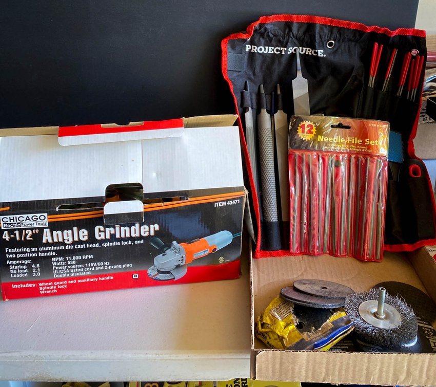 Chicago Electric 4-1/2 Inch Angle Grinder with Accessories and Tool Sets