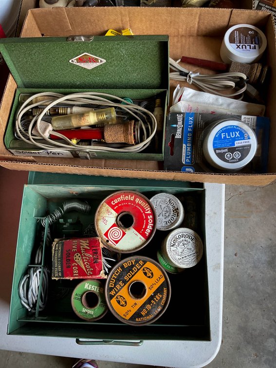 Vintage Soldering Tools and Supplies with Storage Boxes