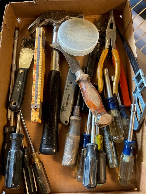 Hand Tools Including Hammers, Screwdrivers, and Pliers