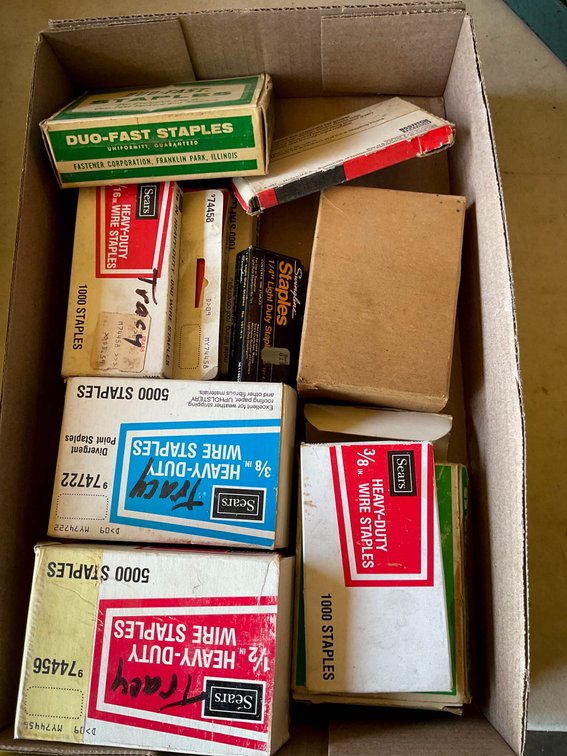 Staples and Tools, Including Wrenches and Screwdrivers