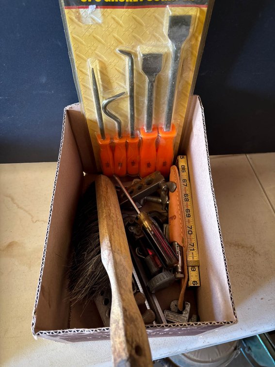 Hand Tools Including Chisels, Measuring Tape, And More