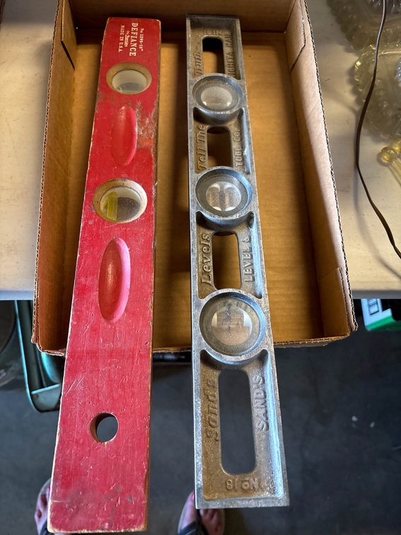 Stanley Defiance No. 1295-18 and Tell-True Tool Co. Levels