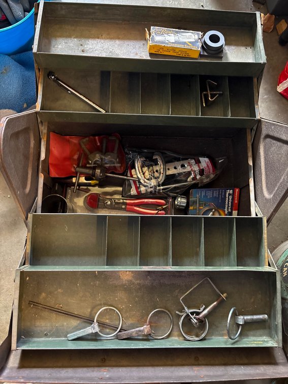 Metal Toolbox with Tools and Accessories